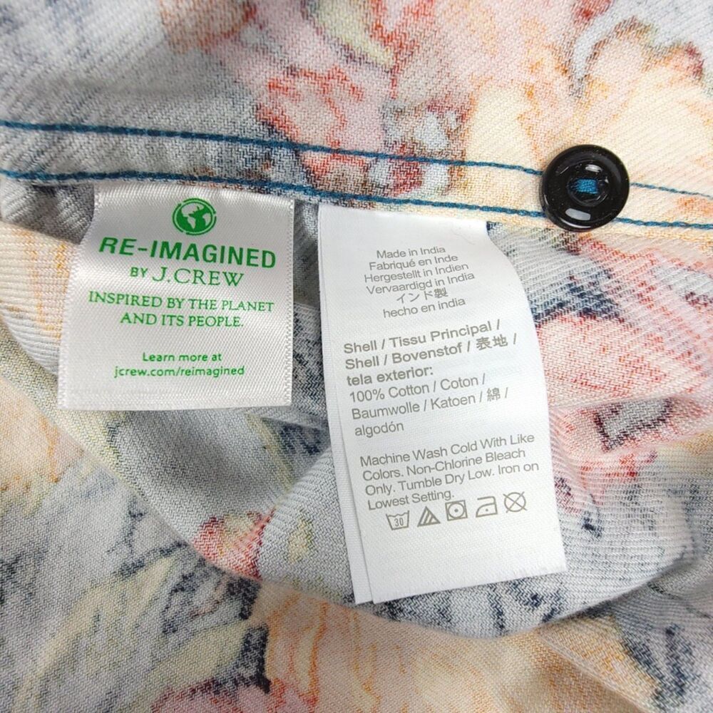 NEW J Crew Midweight Flannel Workshirt Button Down Long Sleeve Mens Large Floral - Picture 7 of 8